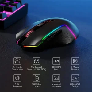 Redragon M693 Trident Pro Wired and Wireless (Bluetooth) Gaming Mouse - Image 3